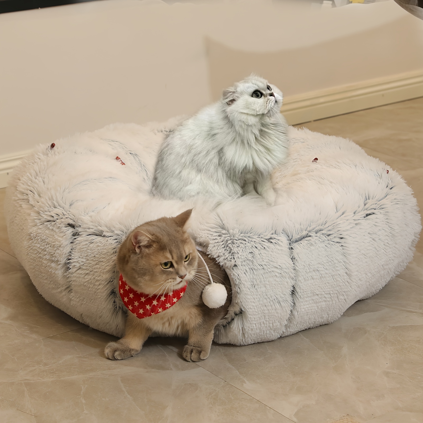 

Cat Tunnel With Cat Bed For Indoor Cats Soft Plush Donut Tunnel, Multifunctional Cat Playground Toys Hideplace For Small Medium Large Cats Tunnel (grey)