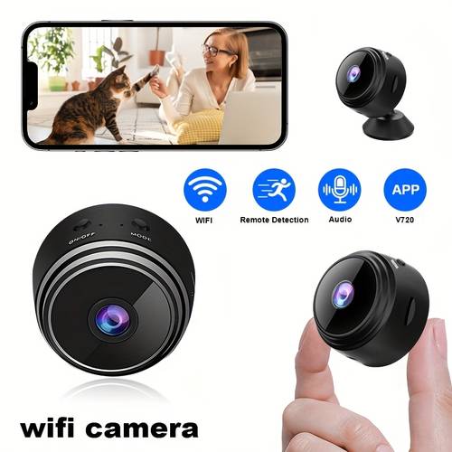 mini wifi security camera with magnetic base motion detection 480p hd outdoor smart camera portable surveillance system app controlled with audio alerts no wiring for