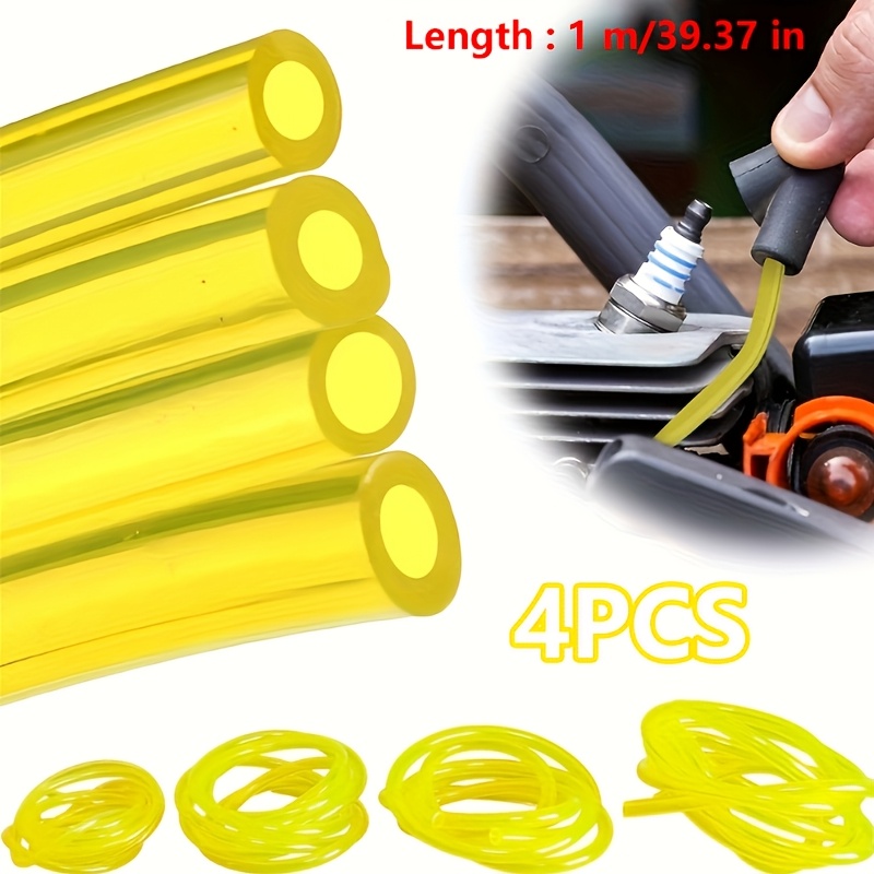 TEMU 4pcs Fuel Hose Set, 4 Assorted Sizes, Yellow Fuel Line For 2-stroke Small Engines, Compatible With , , Chainsaws, Lawn Mowers, Leaf Blowers, 1m/