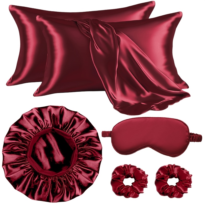 TEMU Gyltryx Hair & Skin Care Sleep Set Includes 2 Pillowcases, 1 Hair , Mask, 2 Hair Ties, And A Sleep .