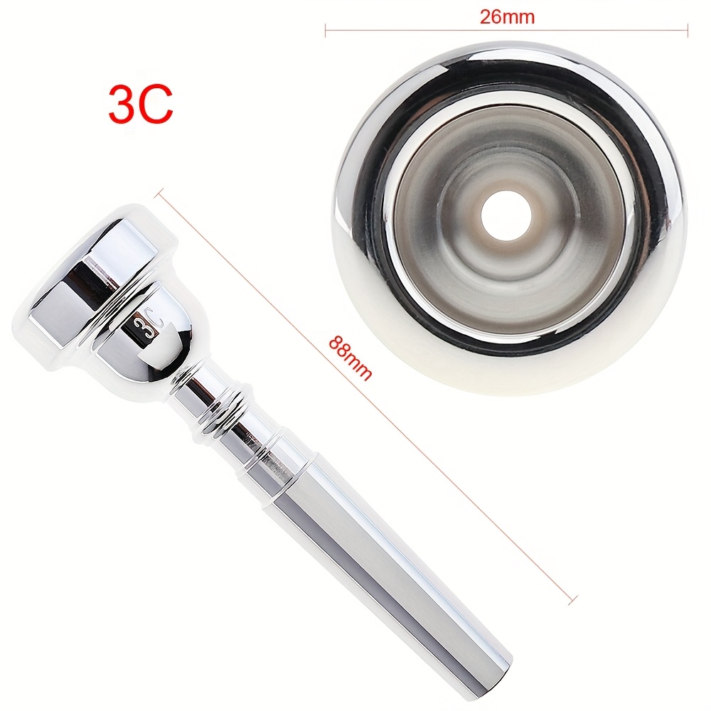 TEMU 3c/7c Silver Plated Trumpet Mouthpiece For Beginners, Bb Mouthpiece Replacement