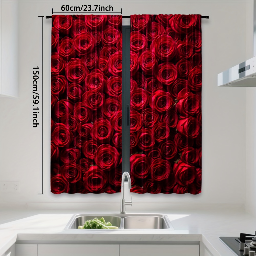 TEMU 2 pezzi, Tende filtranti , Fiori di , Stampe eleganti e , Tende semi-trasparenti, Trattamenti per camera da letto, studio, soggiorno, balcone,