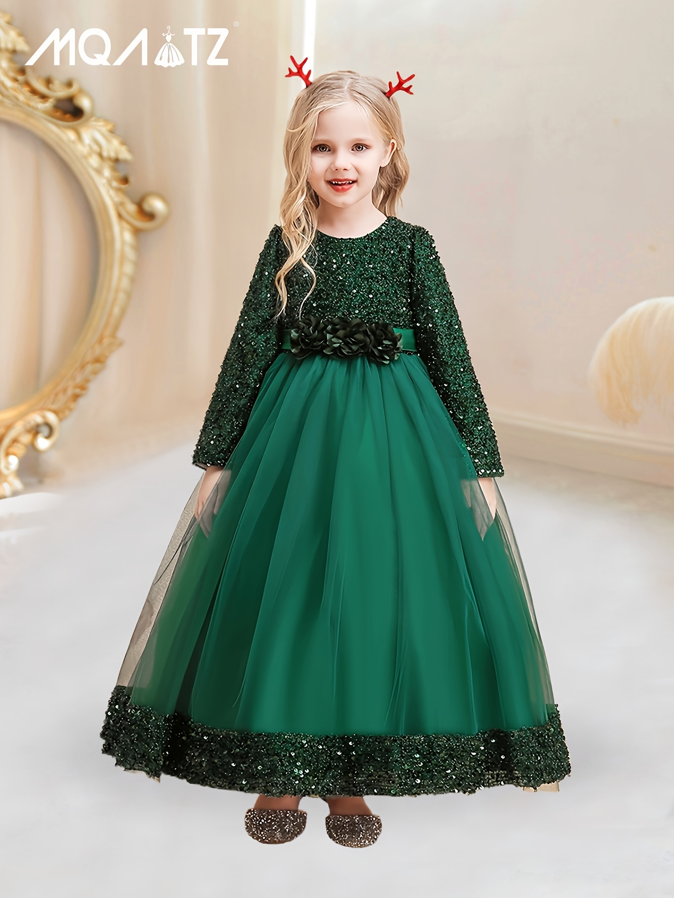 Girls long green clearance dress