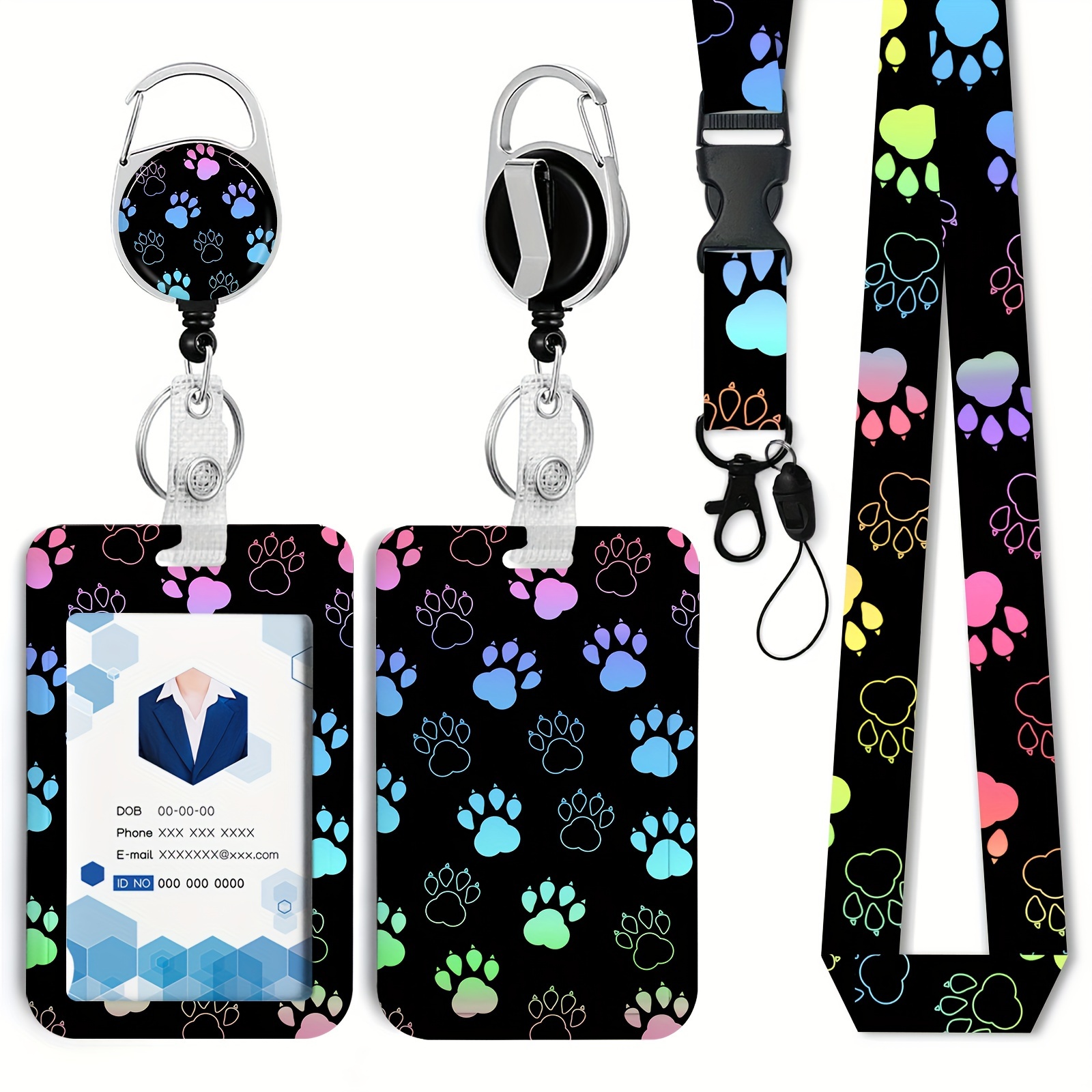 2 Pack Badge Holders, PU Leather ID Holder with Heavy Duty Retractable Reel  Clip & Detachable Neck Lanyard Strap for Offices, Staff, Students,  Employees, Teachers, Nurses : : Office Products