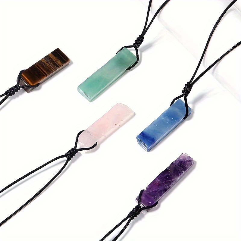 Handmade Natural Stone Rectangular Pendant Necklace