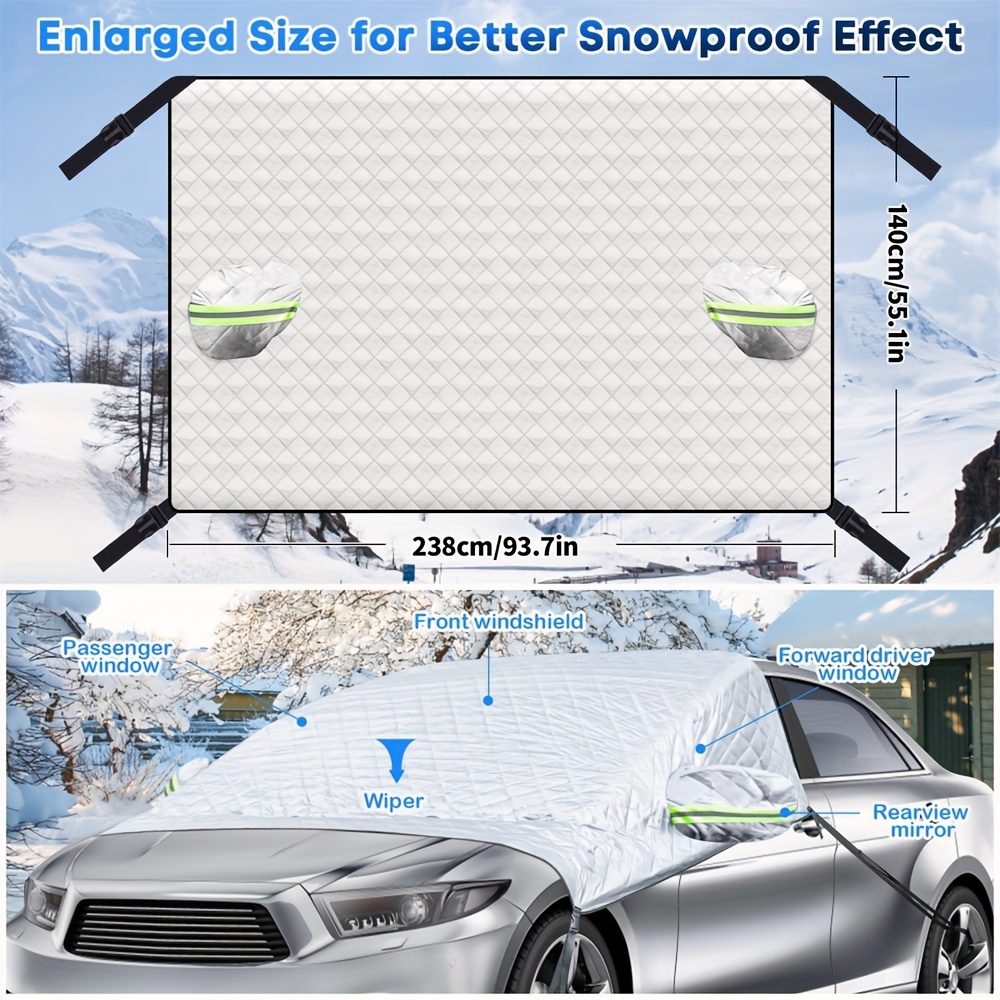 TEMU Car Windshield Sunshade Cover - Universal Auto Shade, Car Snow Cover, Sunshade Cover With Side Mirror Cover, 5-layer Protection Peva Liner With