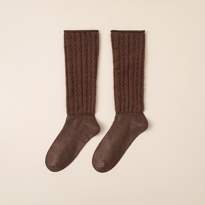 TEMU 1/3-pair Random Assortment Women's Trendy Fashion Spliced Mid-tube Slouchy Socks, New Autumn/winter Warm And Comfortable Women's Socks