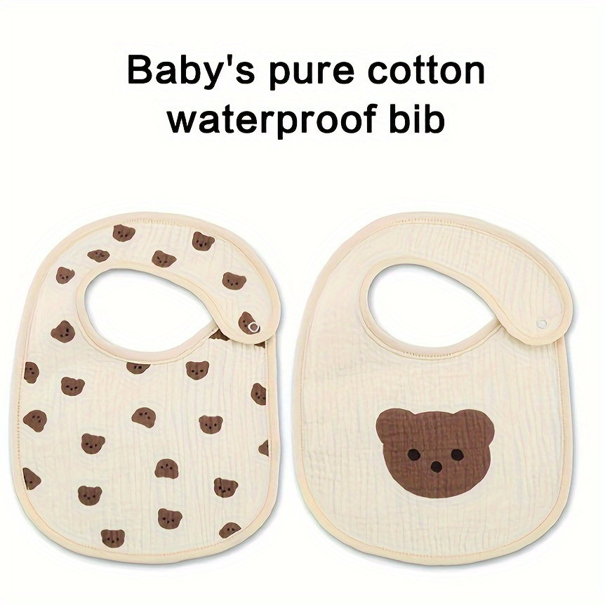 2pcs cotton gauze   bibs u shaped     waterproof printing burp cloths saliva towel for   boys girls details 0