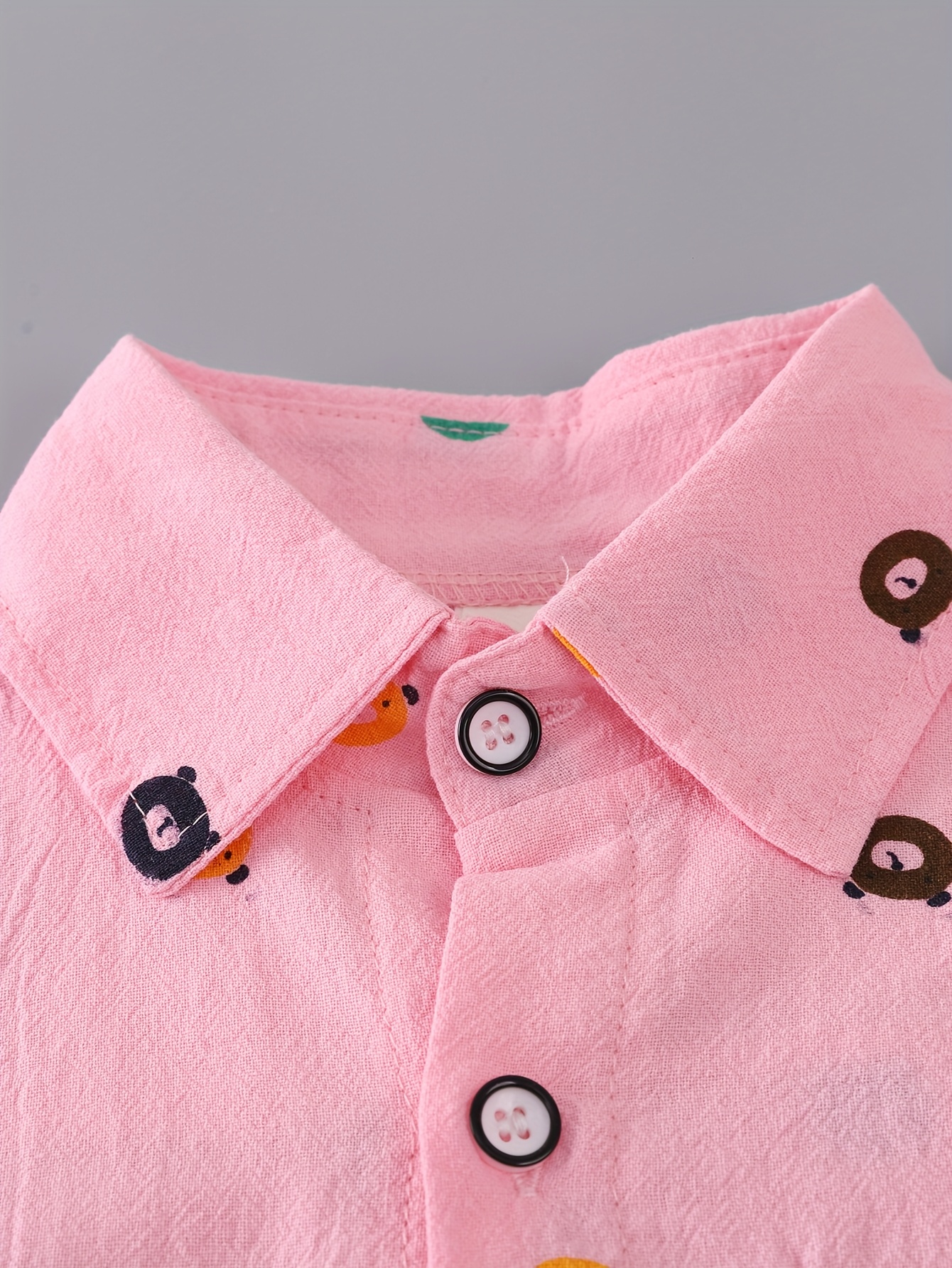 boys print outfit with a bear pocket long sleeve shirt and denim pants featuring a full button design for outdoor Product details 6