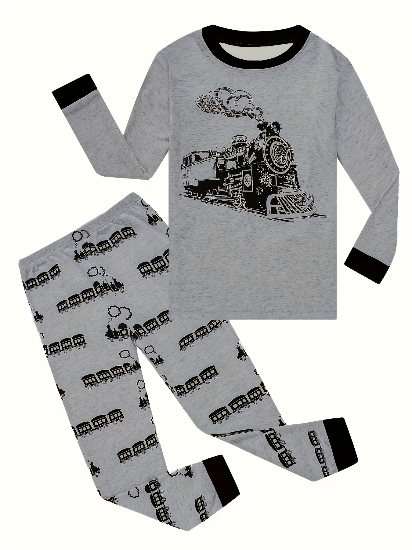 thrbios boys' steam train graphic pajama set cozy long Temu Kuwait