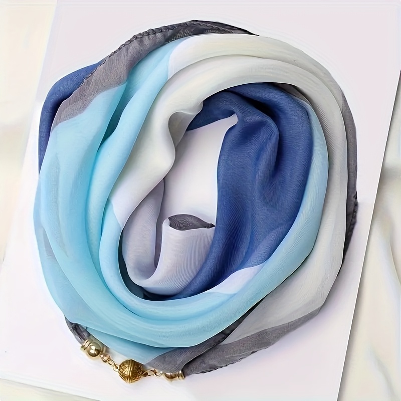 Elegant Thin Sheer Scarf, Fashionable Magnetic, 100% Polyester Fiber, Hand Wash Or Clean, Chiffon Texture, Weekend Casual, Warm Decor, Windproof, No Feathers, Printed Craft, Women's Spring Summer Use