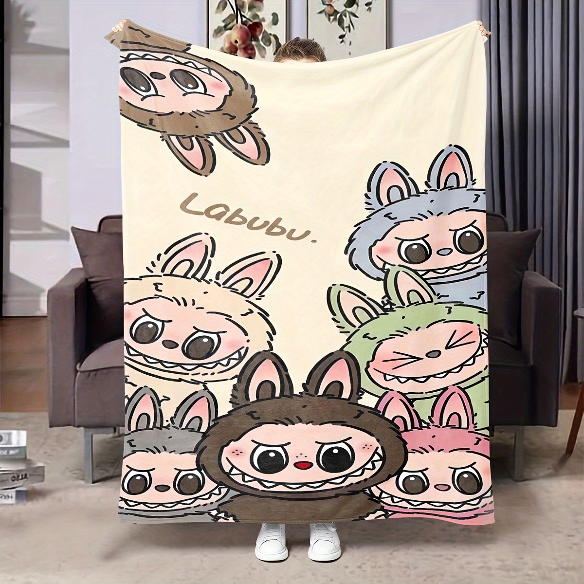 

Cozy Cartoon-themed Fleece Throw Blanket - , Hand Wash Only, Mixed Colors, Polyester Knit,