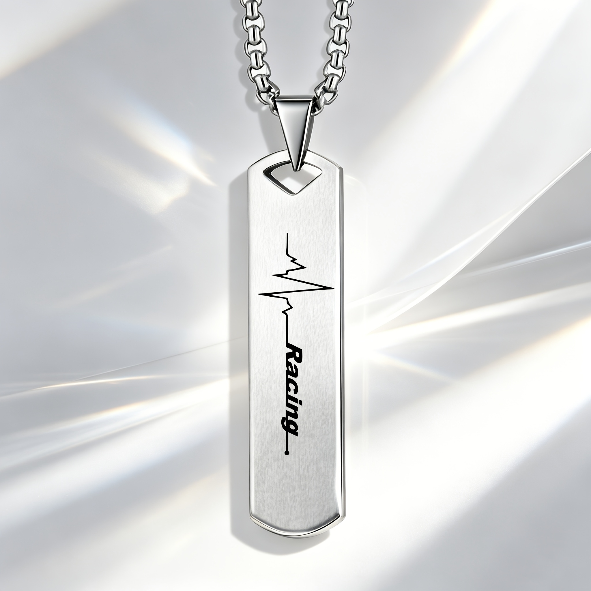 Fun Racing Heartbeat Themed Pendant Necklace