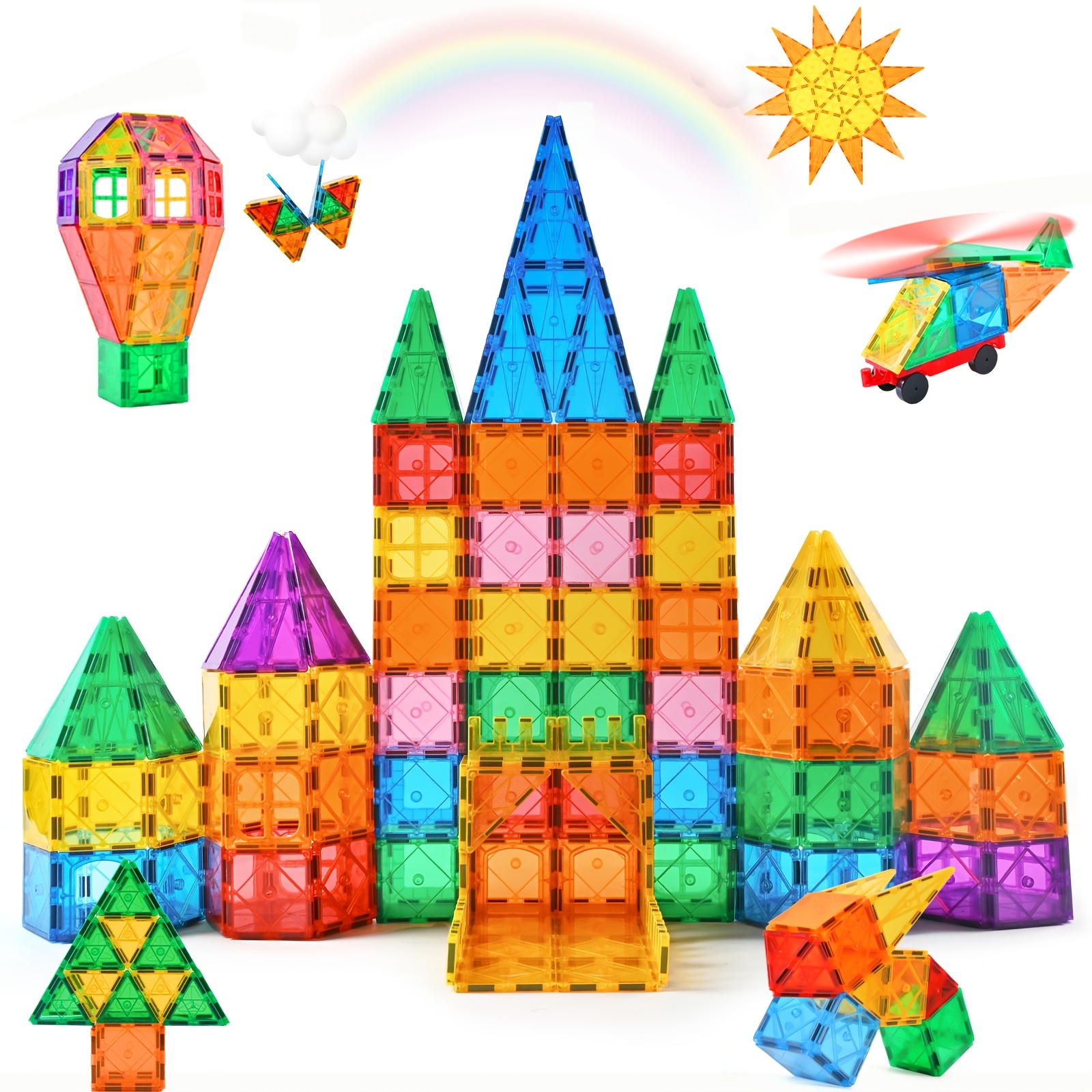 TEMU 72pcs Magnetic Tiles Building Blocks Toys, 3d Clear Building Blocks Set, Learning Toys Educational Toys Birthday Gifts For Kids Girls Boys 3 4 +