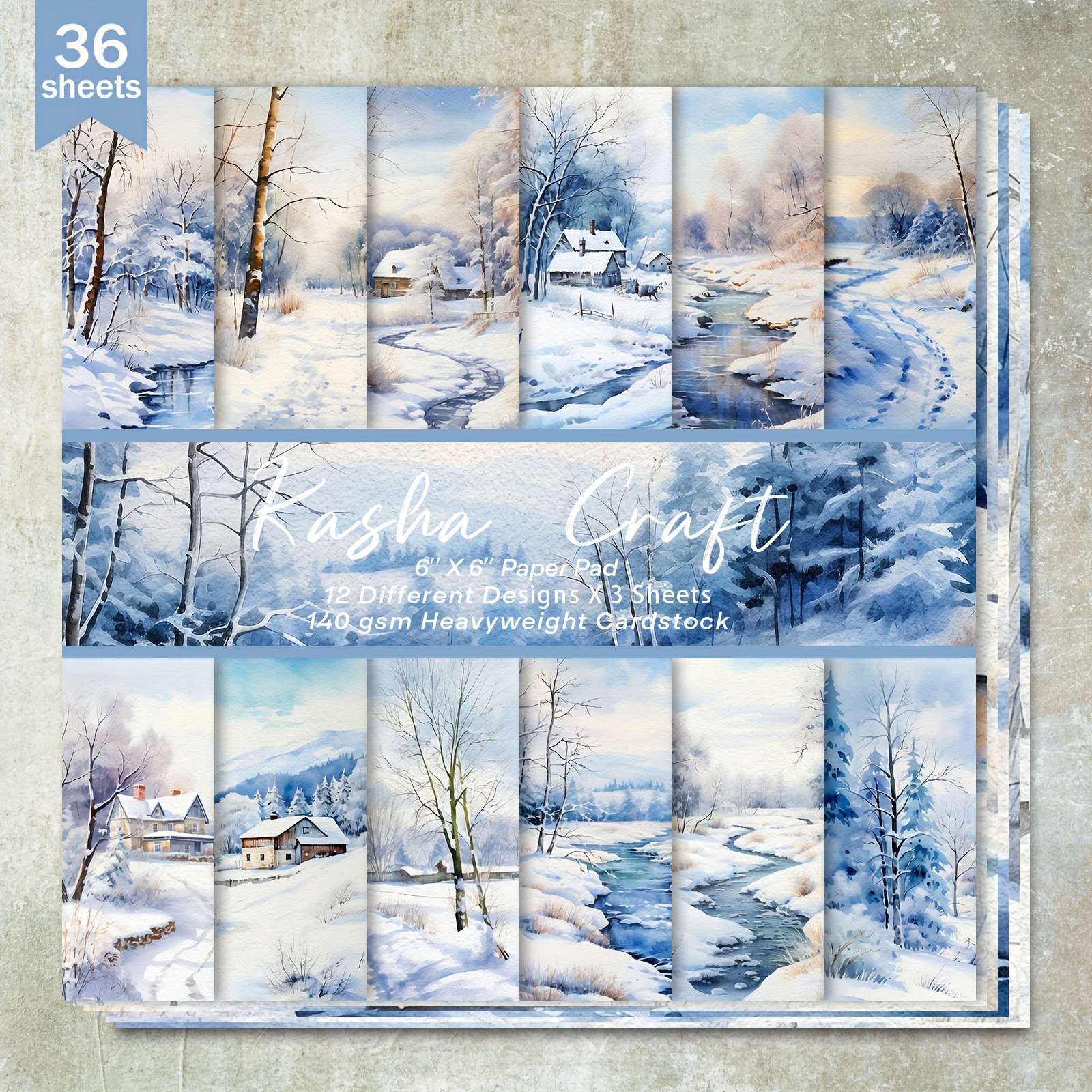 

2019 Christmas-themed Blue Washi Paper Set - 36 Sheets, 6-inch For Bullet Journals, Scrapbooking, Greeting Cards & Crafts