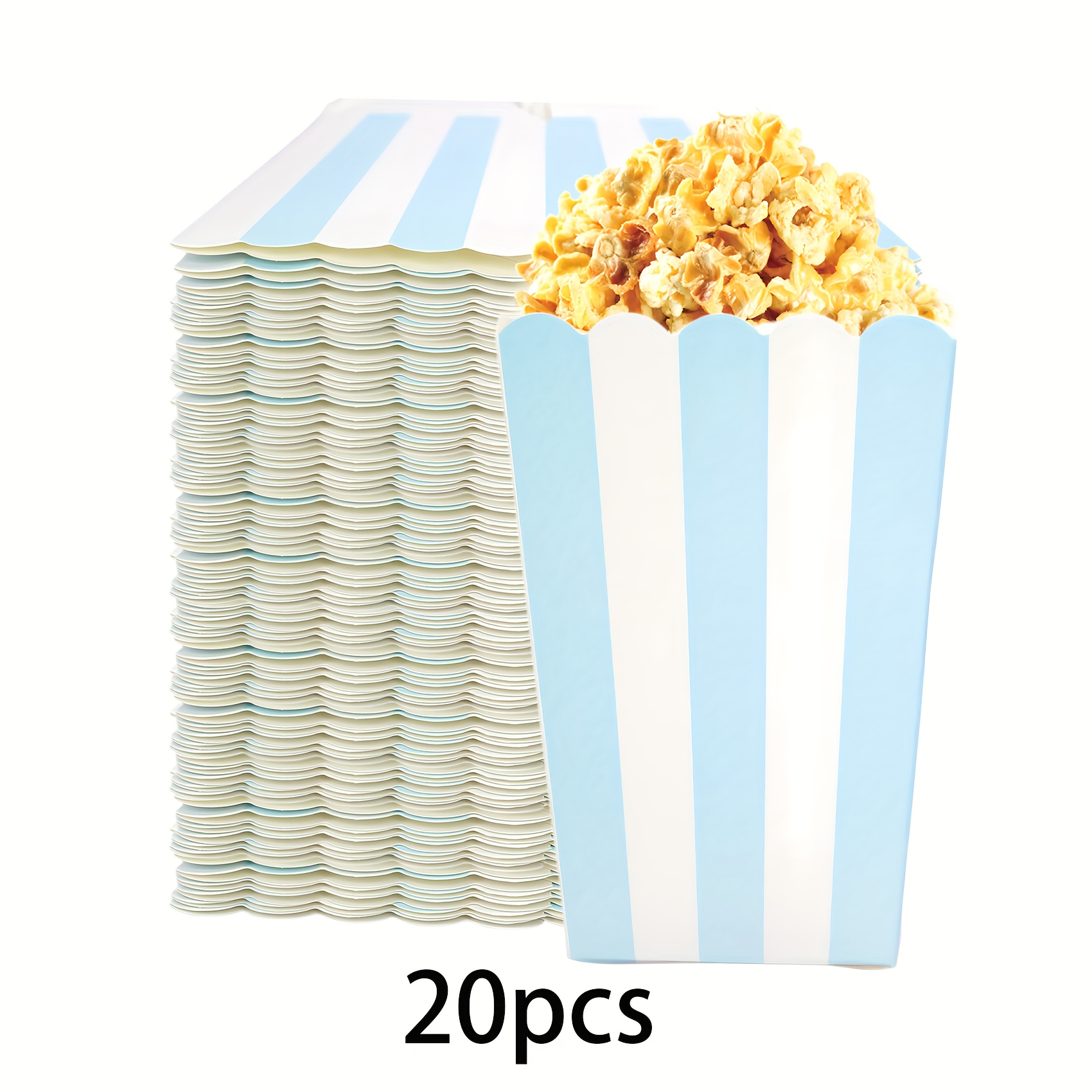 E-shop Mehrfach-Partygeschenk-Sets 10 Stück/20 Stück Mini Blau-Weiß Gestreifte Popcornboxen Snack Süßigkeiten Popcornbeutel Popcornhalter Popcornboxen