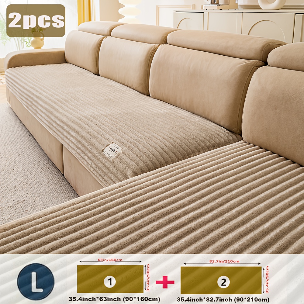 TEMU 2pcs Modern L-shaped Sofa Covers For Europe And Middle East, Decoration And Anti-slip, Thick Protective Cover, Suitable For Bedroom, Office,