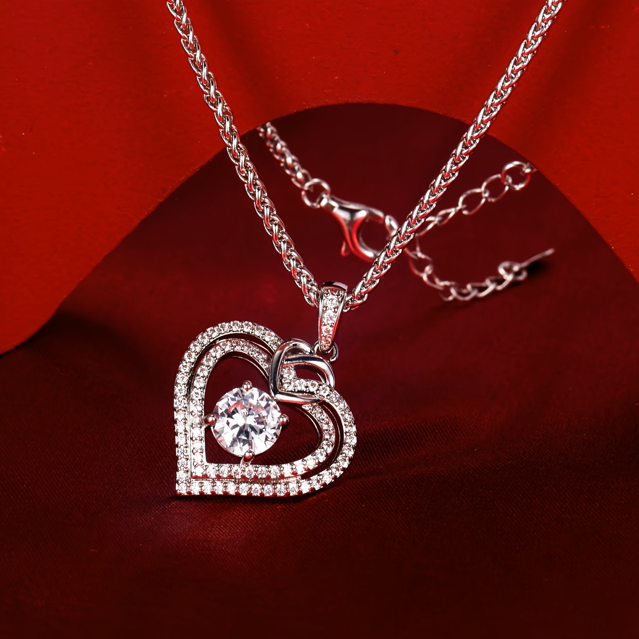 925 Sterling Silver Moissanite Heart-Shaped Necklace