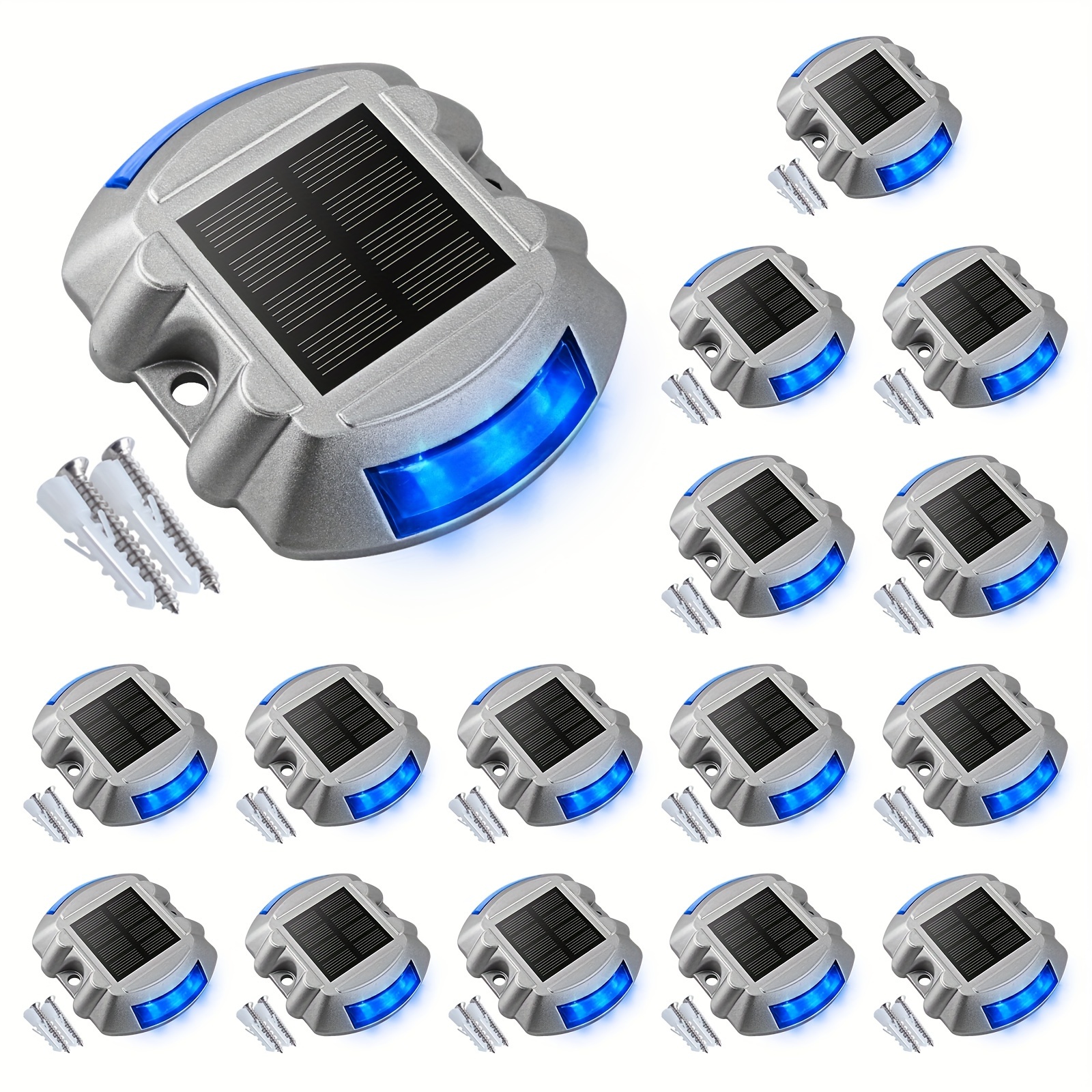 

Solar Deck Lights Driveway Dock Lights, 16-pack Led Warning Step Lights For Driveway Sidewalk..