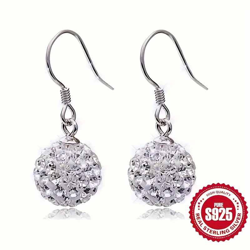 

925 Sterling Earrings Sparkling Ball Design Shining Daily Outfits Party Decor High Quality Jewelry