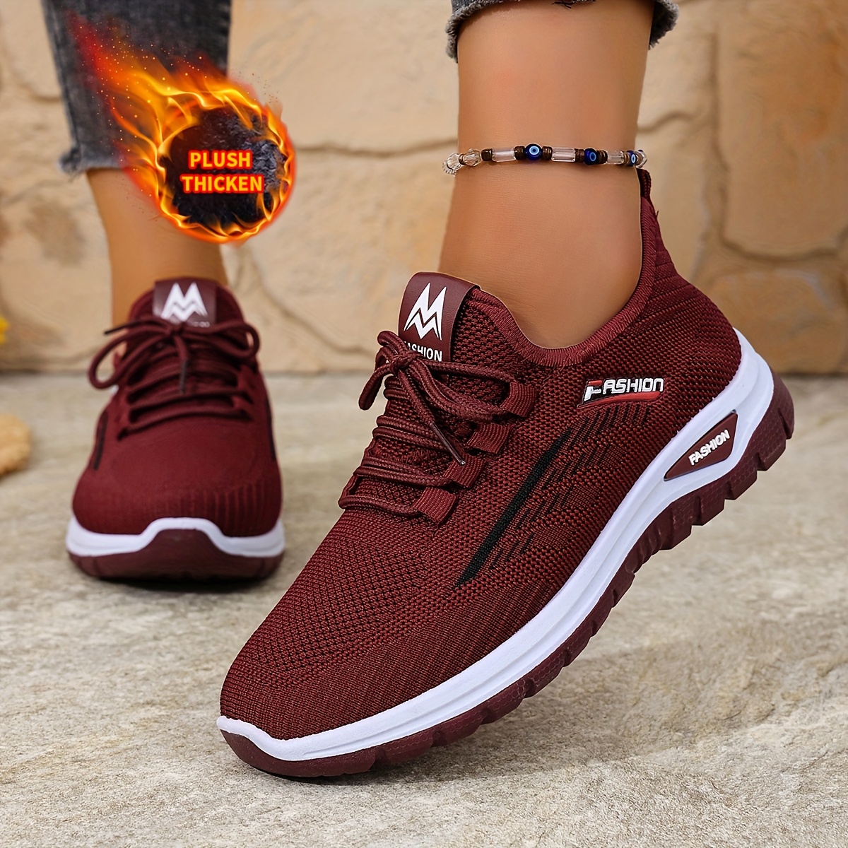 Winter Warm Thickened Sneakers with Thermal & Cushioned Sole - Flexible Fabric Upper &  Outsole, Cozy Orange Winter Shoes for Cold Weather, Casual Walking, Gym, Everyday Use