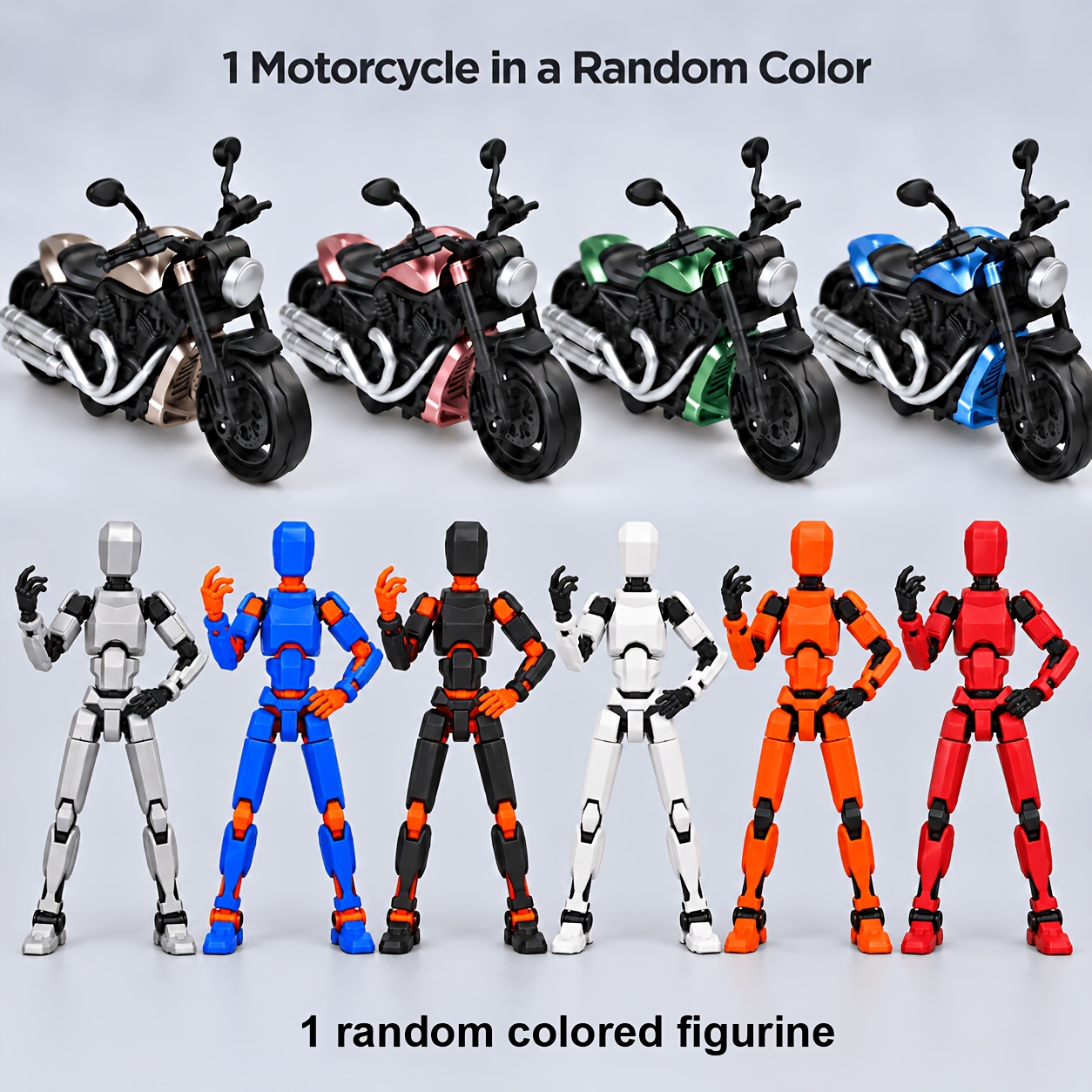 TEMU High-detail Vintage Motorcycle Model + Multi-jointed Poseable Action Figure Set, Realistic Scene Building Miniature Landscape Accessories,