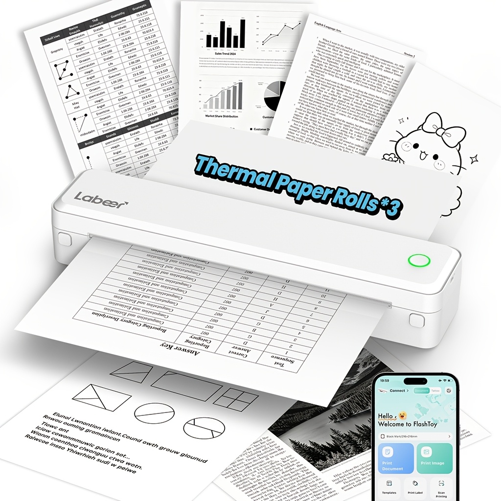 TEMU Thermal Printer, Portable Printers Wireless For Travel, 2026 Newly Upgraded Portable Thermal Inkless Printer Support 8.5" X 11" Us Letter&legal,
