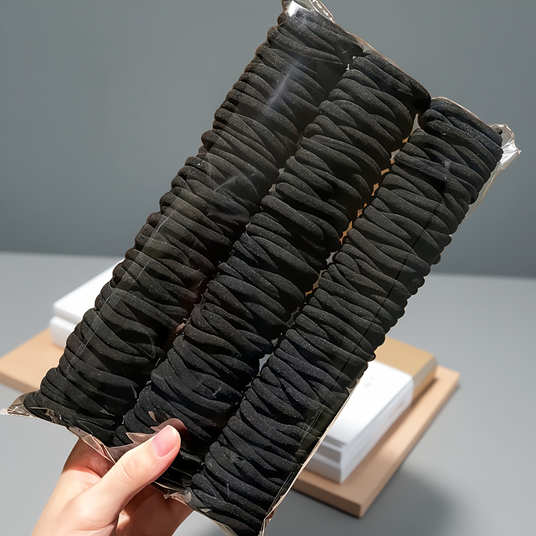 102pcs High Elastic Black Hair Ties for Strong Hold