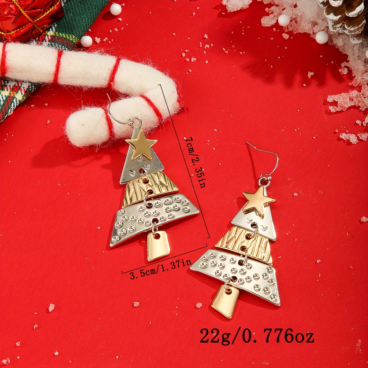 Women's Christmas Tree Dangle Earrings Winter Holiday Jewelry