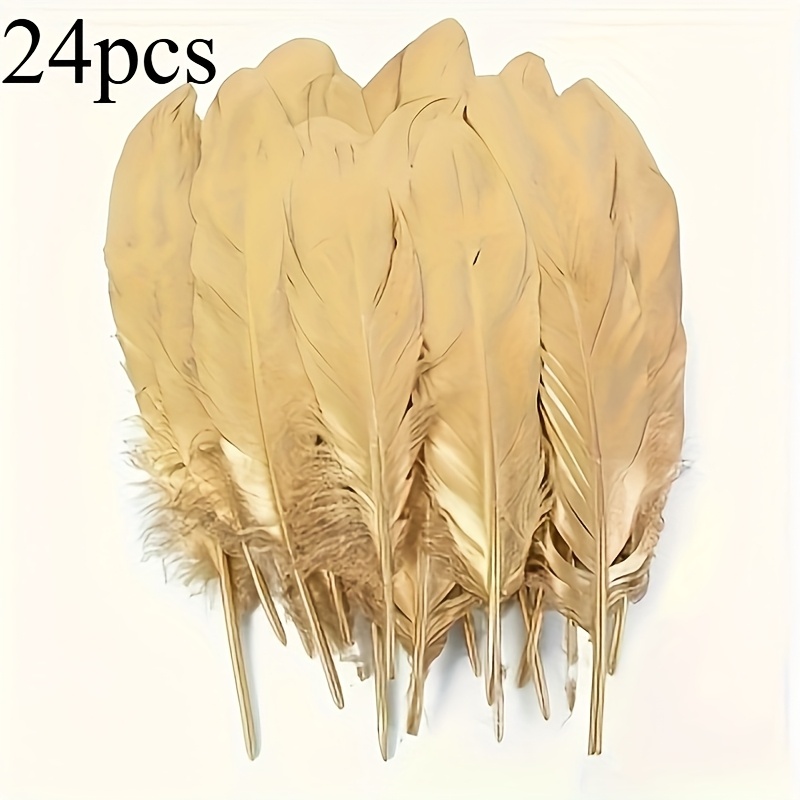 TEMU Ensemble de 24 pièces / Doré, Argenté, Plumes Artificielles, pour Fournitures d'Artisanat, Projets, Décorations de Mariage et Ornementation