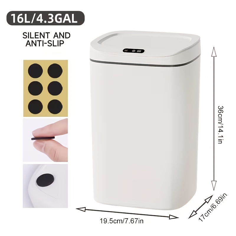 TEMU Induction Smart Trash Can With Sealed Lid Odor-proof Technology Touch Control Switch, Durable Easy Clean Waste Bin For Bathroom Office Home