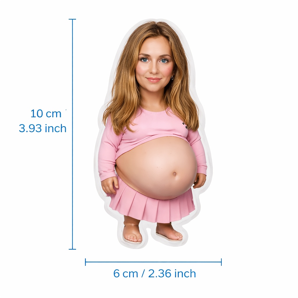 TEMU Aimant de réfrigérateur personnalisable pour femme pinçant le ventre - Figurine de dame en jupe plissée rose - Cadeau de pour les fêtes pour ou