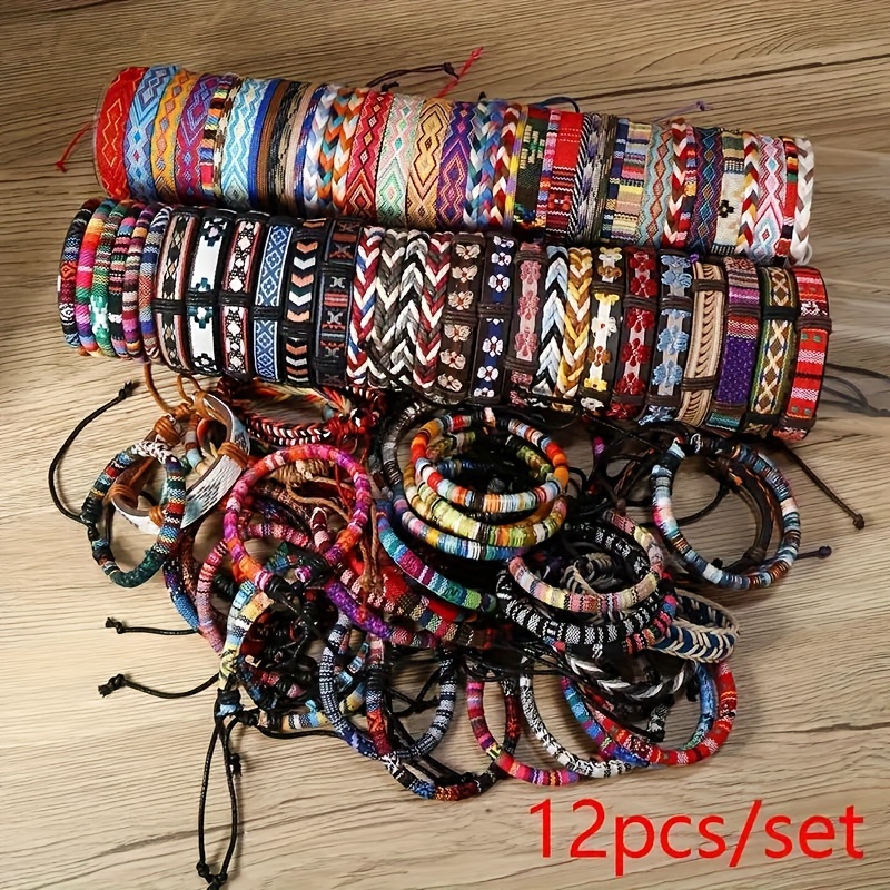12pcs/18pcs/24pcs/36pcs Bohemian Multicolor Friendship Bracelets, Unisex