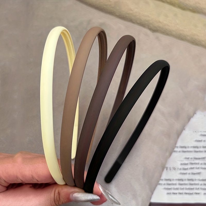 TEMU 3/4pcs Elegant Minimalist Headbands For Women, Solid Color, Fine Frosted Plastic Hairbands With Teeth, Dress Up Hair Additions For Daily Wear,
