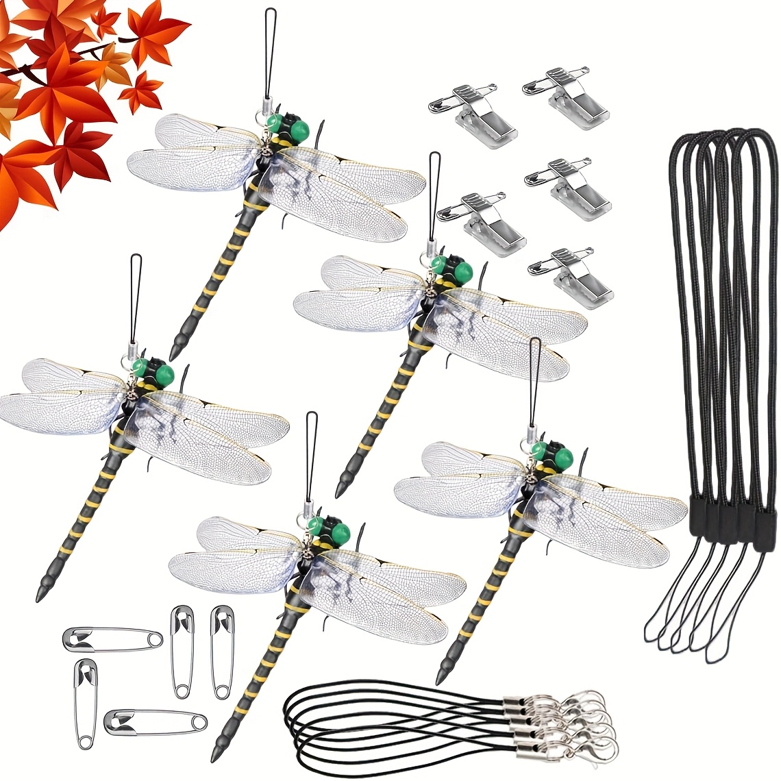 TEMU Dragonfly-kun Dragonfly-kun Insect Repellent Genuine Product Large 12cm Real Size 5pcs Set Insect Repellent Dragonfly Bee Repellent Dragonfly
