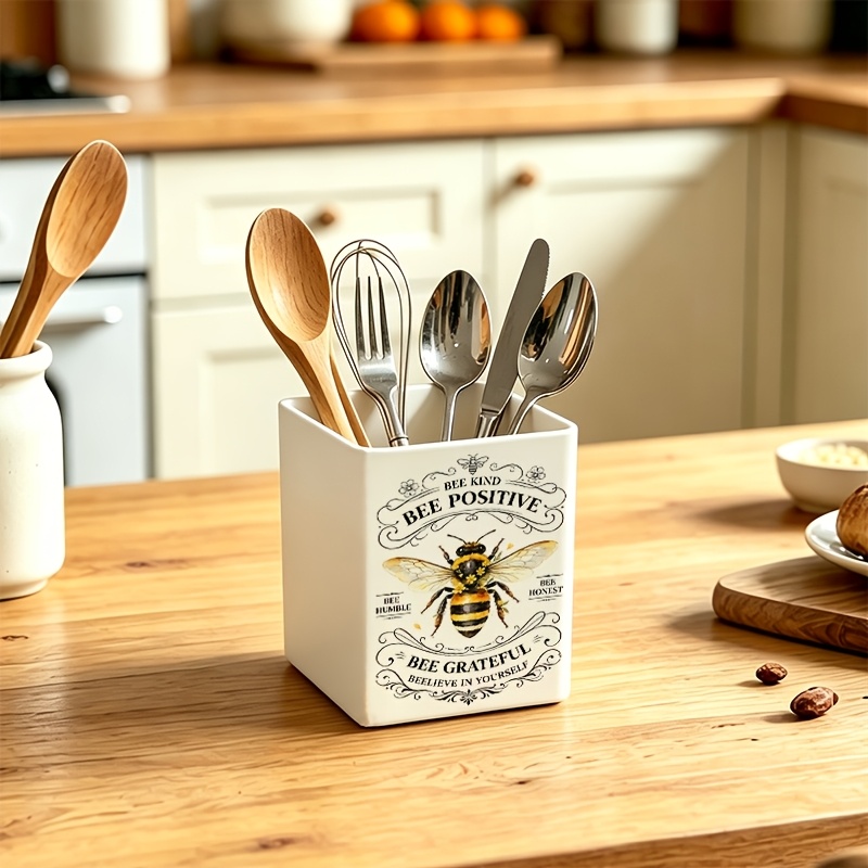 TEMU 1pc Friendly And Grateful "retro Bee Style Multi-functional Storage Box" Desktop Organizer, Can Hold Makeup Brushes, Pens, Remote Controls,