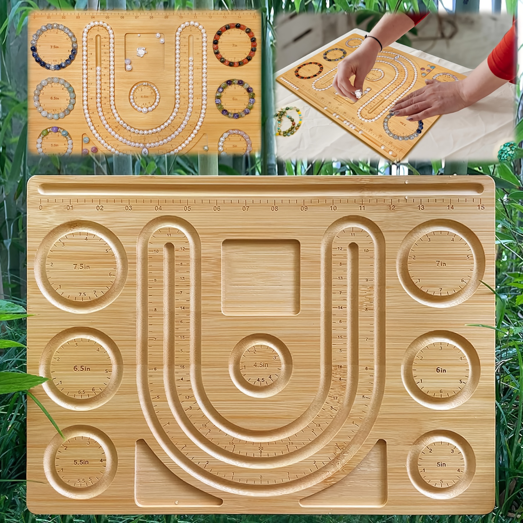 Image of Bead Board - Jewelry Making Tool With And Inch Rulers, Lightweight Craft Tray For Precise Bracelet Design And Handmade Crafts