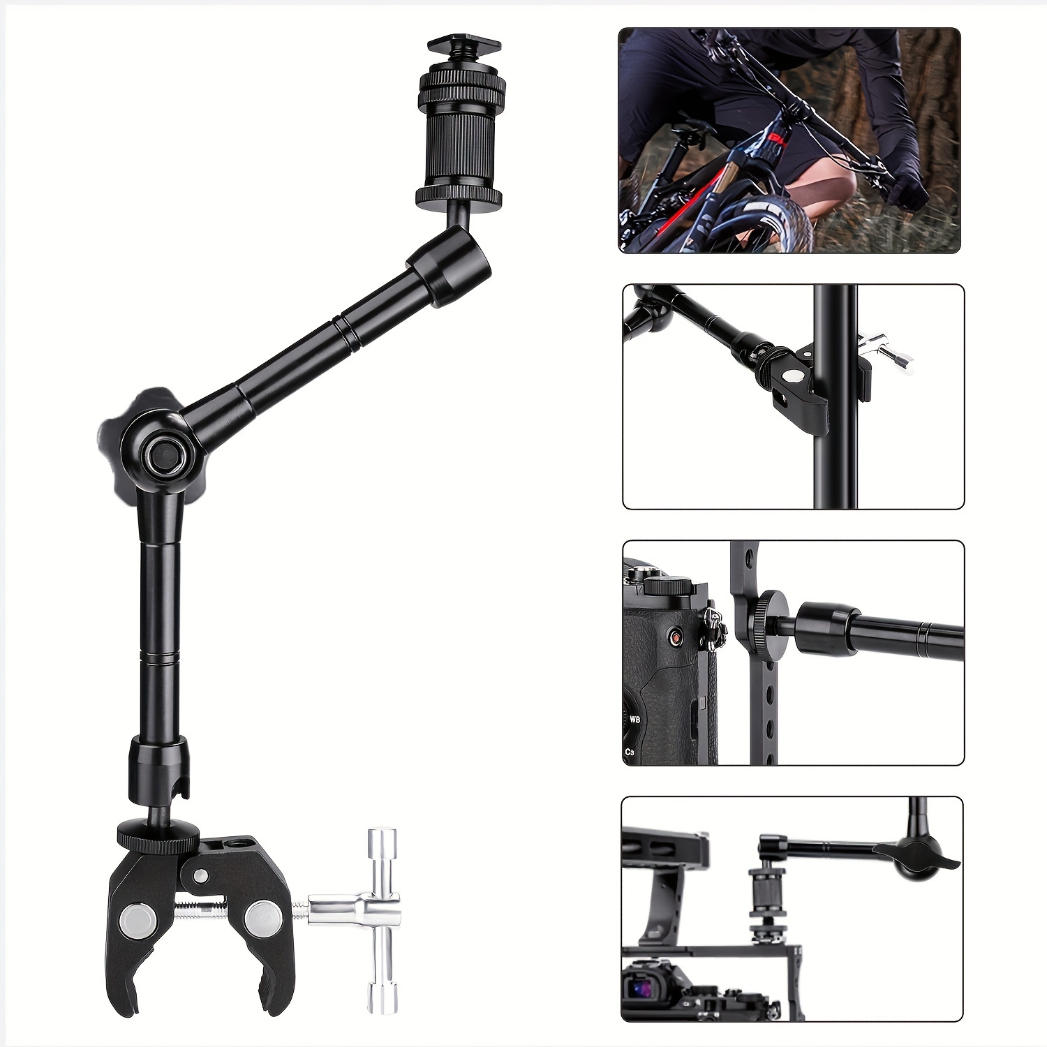 

11 Inch Articulating Magic Arm + Super Clamp For Dslr Rig Camera To Lcd Monito, Led Video Light