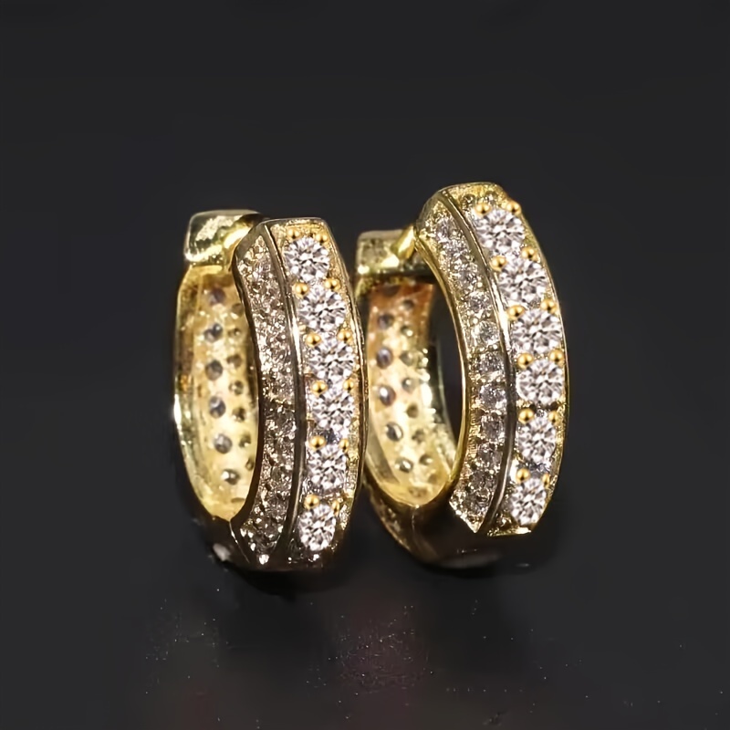 2pcs Men' & Women' Cubic Synthetic Cubic Zirconiaia Earrings - -free Suitable For Parties, Banquets, Weddings, Prom - Elegant -compatible Suitable For Pierced Ears, No Layered Jewelry, Cz Studs