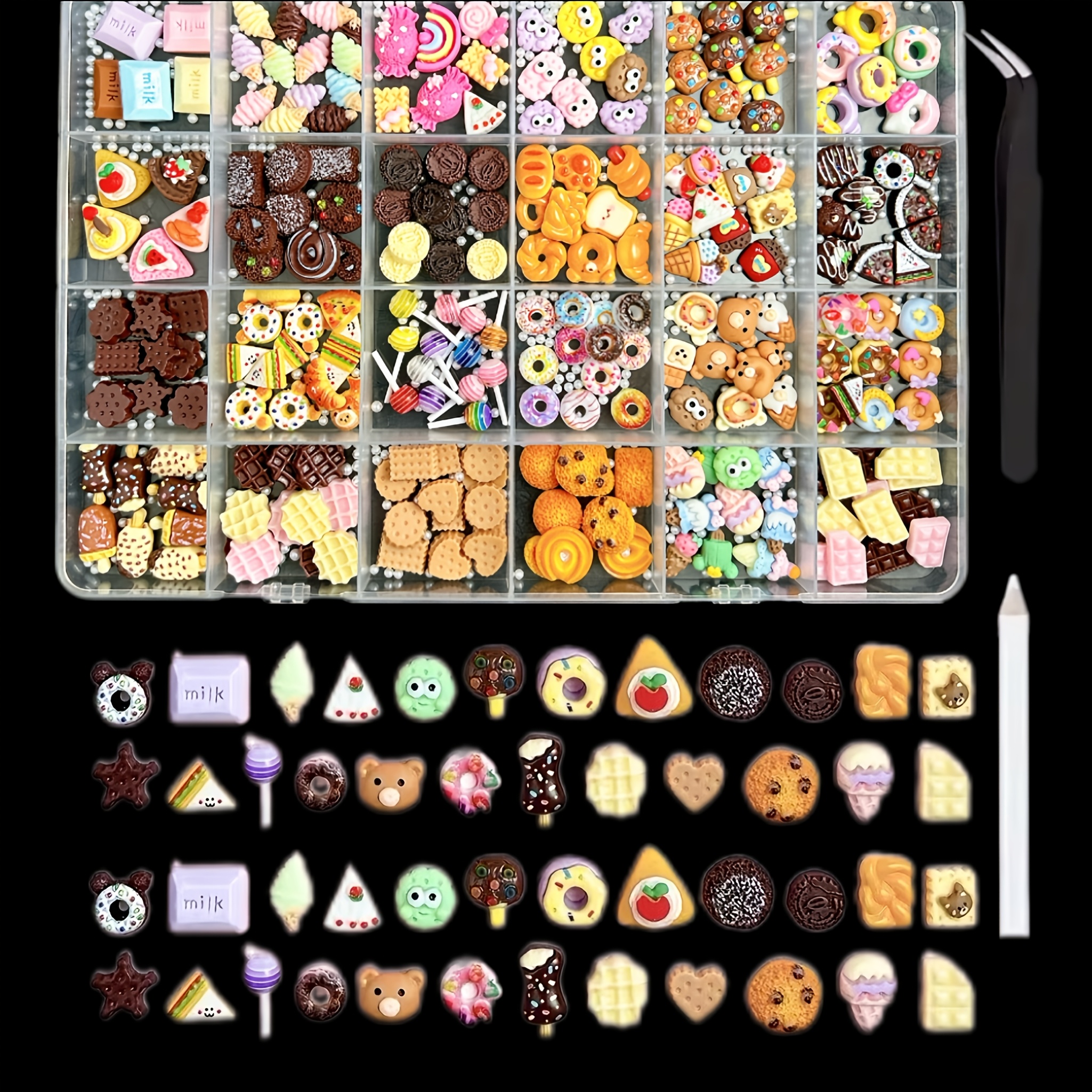 3d Colours Lollipops Nail Art Charms, Cute Mixed Candy Donuts Chocolate Nail , Bread Biscuits Nail Decorate Body Face Craft Phone Case Use