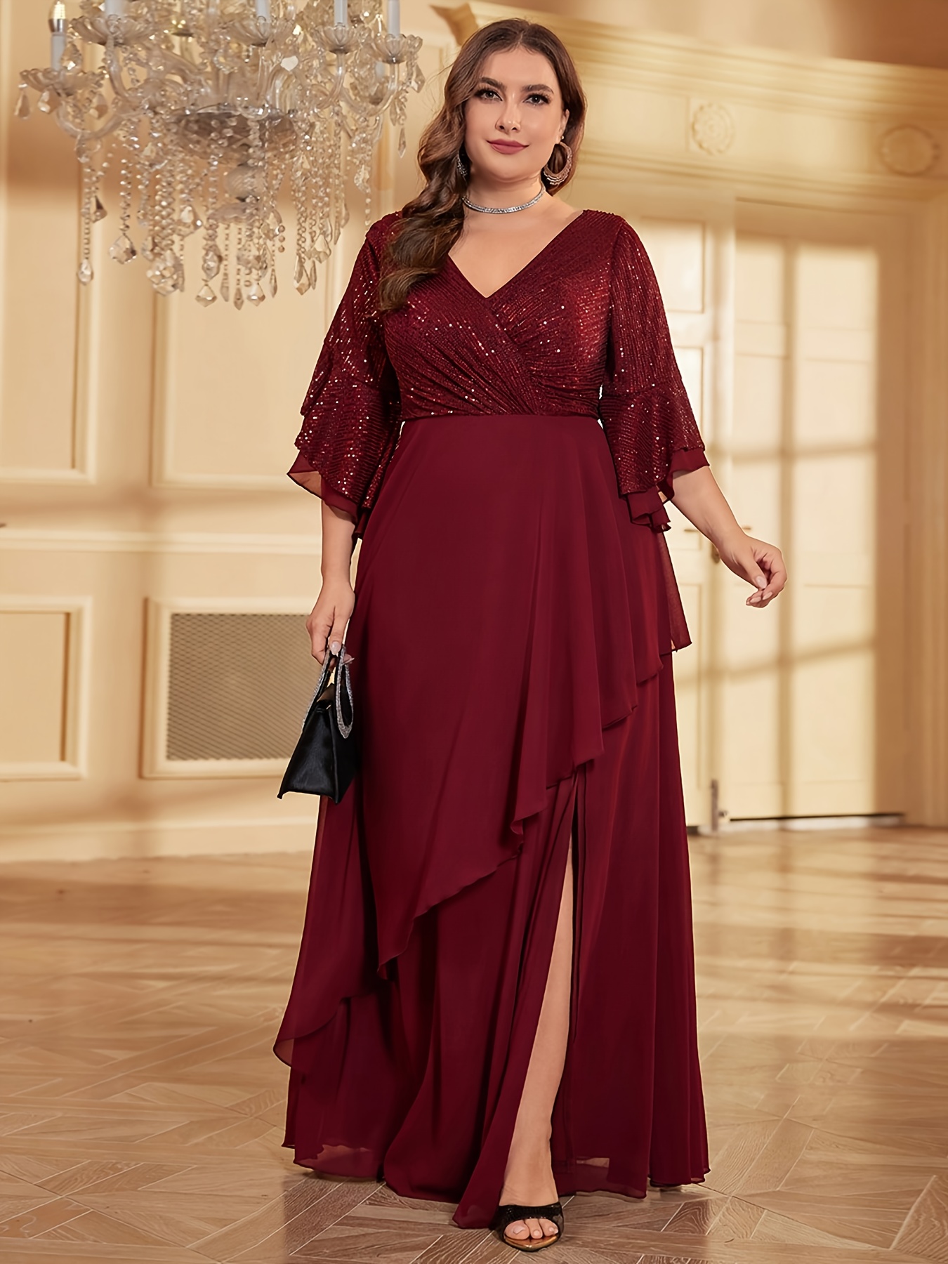 red flare dress plus size Plus Size Fit-N-Flare Tonal Stitch Knit Dress
