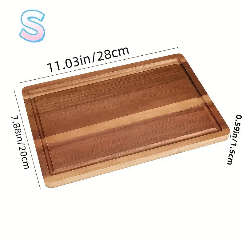 TEMU 1 Piece Of Solid Wood Cutting Board, 3 Sizes, Large, Medium, Small, Grooved Acacia Wood Cutting Board, Solid Wood Cutting Board, Wooden Cutting