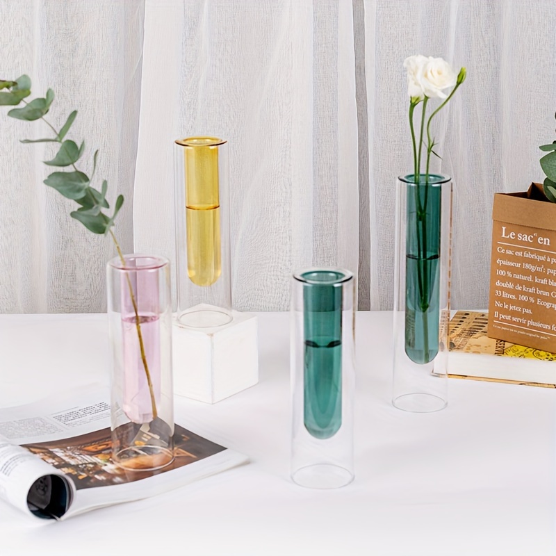 1個のガラス素材の三角試験管花瓶 クリエイティブな透明ガラスの花容器 部屋の装飾 ホームデコレーション Home Kit - Temu Japan