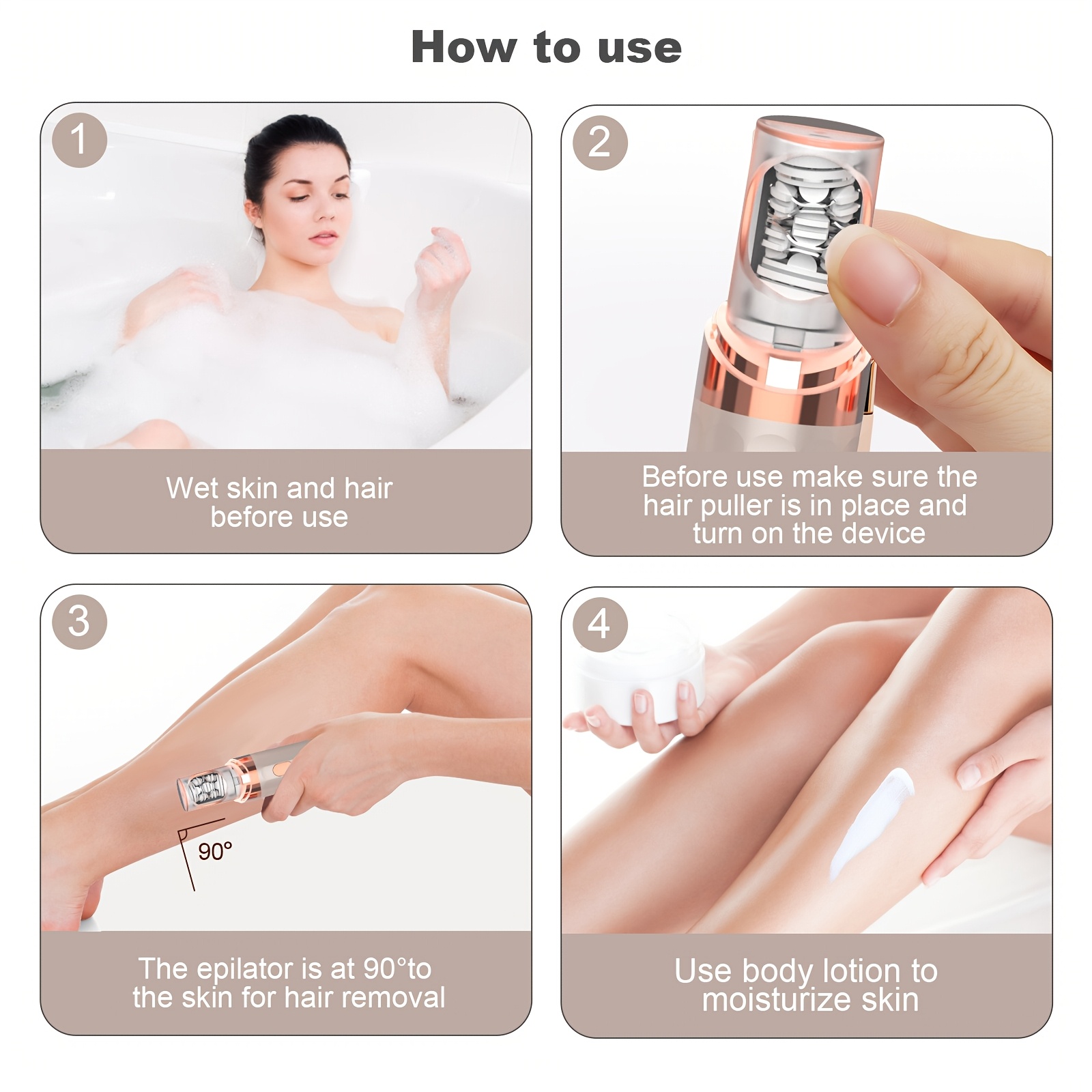 3-in-1 Cordless Epilator for Women with LED Light