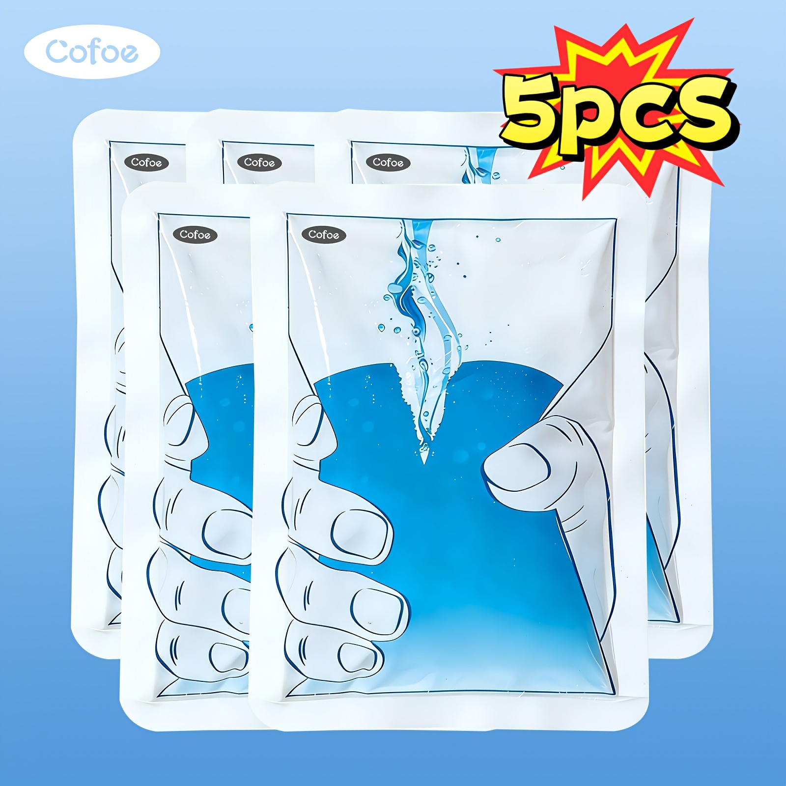 Cofoe 1/5/10pcs Instant Cooling Quick Cooling Ice Packs Each Bag With 100g Continuous Cooling Time 15min Large Cooling Area No Refrigeration Needed Compact Portable Suitable For Commuting Exercise Etc