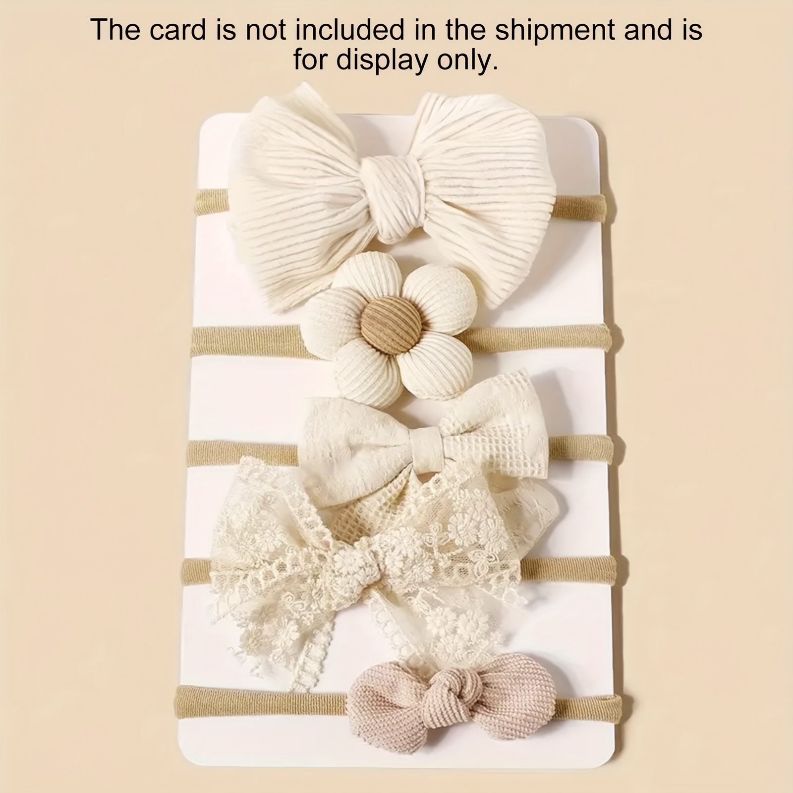 5pcs Beige Bow & Floral Decor Headband, Soft Stretchy Nylon Hair Accessories, Different Styles Headband
