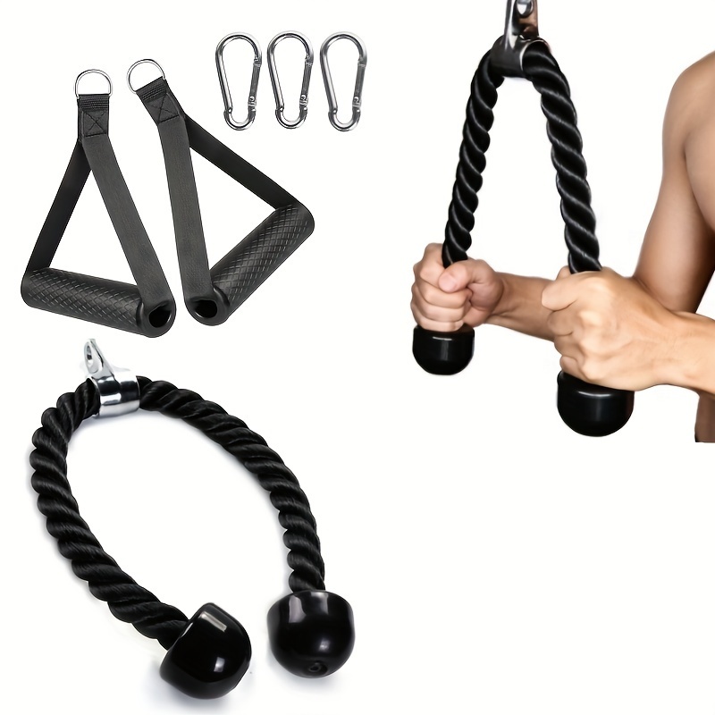 6pcs/set Home Gym Cable Accessories, Tricep Training Rope, Push Pull Resistance Rope, Gym Handles,for Arm Muscle Exercis