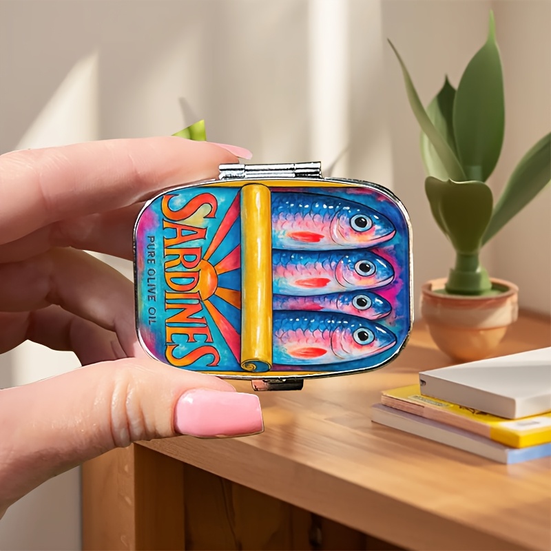 1pc Vintage Metal Medicine Box,double Compartment Convenient Square Pill Box,multifunctional Medicine,vitamins,capsules,tablets And Jewelry Storage Box,best Gift For ,suitable For Pocket