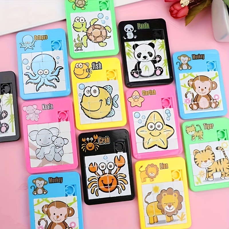 Pack De 30 Rompecabezas Deslizantes Con Animales Coloridos – Mini Puzzles Educativos Para Regalar Y Jugar En Viajes