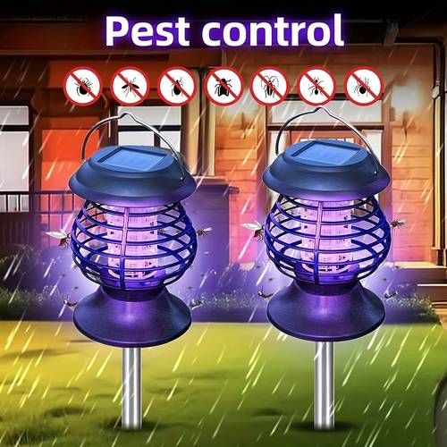 powered electric mosquito killer lamp solar energy features automatic light on without requiring power supply suitable for use in courtyards backyards and gardens